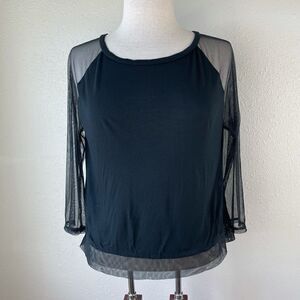 American Eagle Black Sheer Long Sleeve Top EUC